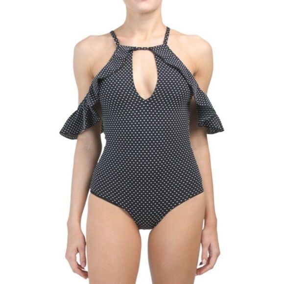 Red Carter Women's Black & White Polka Dot One-piece Swimsuit Size M - Picture 3 of 10